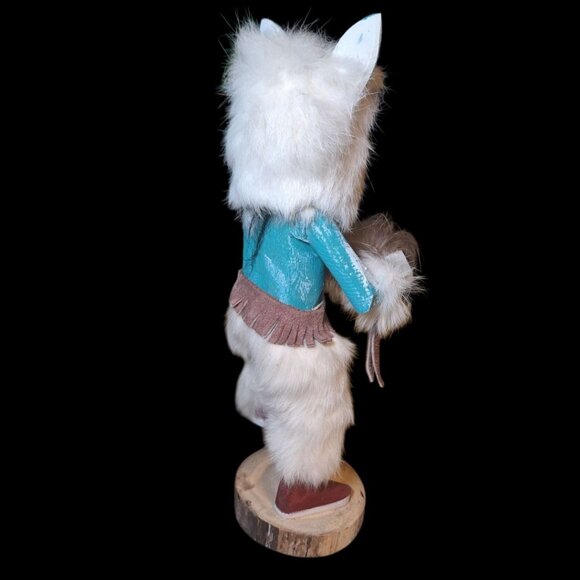 Kachina Doll White Wolf Mask  Vintage Native American God Legend Folk Art TRGB - Picture 8 of 12